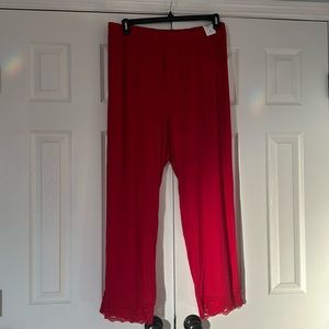 Super soft ribbed pant with lace trim bottom.matches top in separate listing.